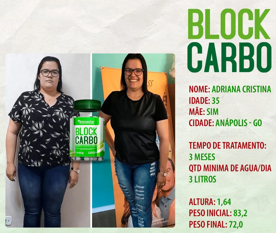 Antes e depois do uso do Block Carbo.