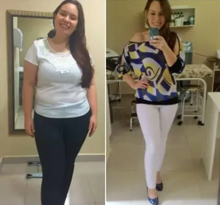 Antes e depois do uso do InibeSlim.