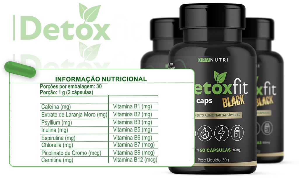 Composição do Detox Fit Caps Black.