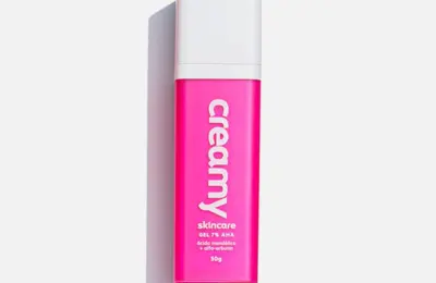 Packshot do gel de ácido mandélico da Creamy, produto citado como exemplo de fórmula com alantoína