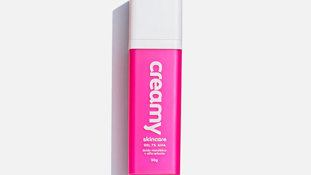 Packshot do gel de ácido mandélico da Creamy, produto citado como exemplo de fórmula com alantoína