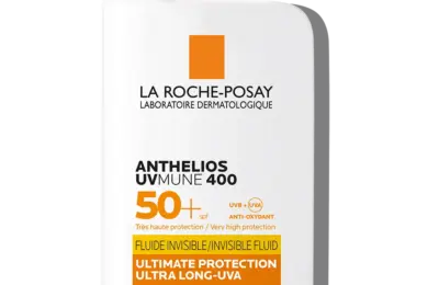 Embalagem do protetor solar facial La Roche-Posay Anthelios UVMune 400, com indicação SPF 50+