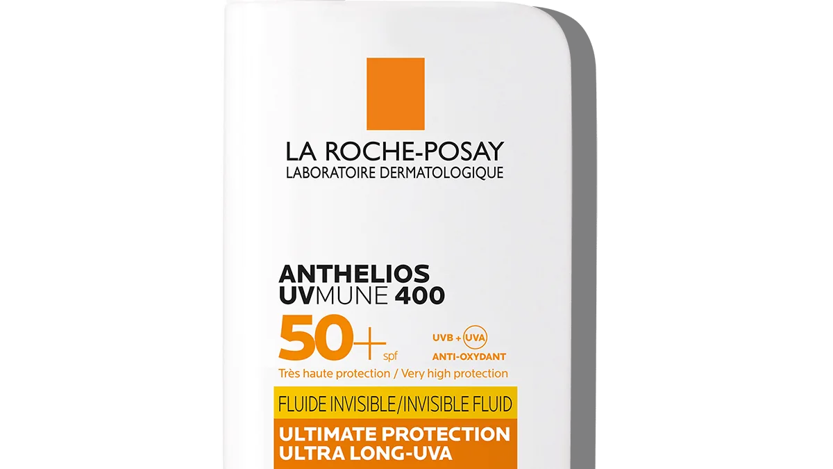 Embalagem do protetor solar facial La Roche-Posay Anthelios UVMune 400, com indicação SPF 50+
