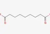 Estrutura química bidimensional do ácido azelaico, com duas extremidades de ácido carboxílico