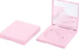 Embalagem compacta quadrada para blush com três compartimentos e espelho