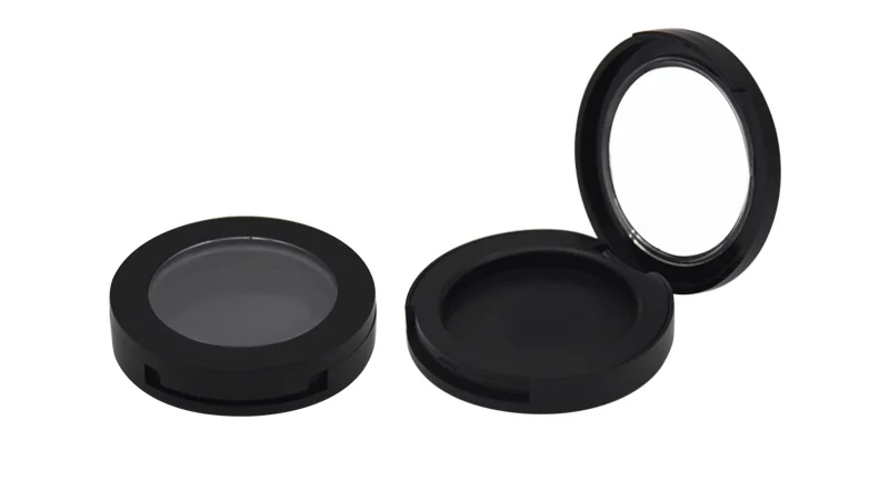 Estojo compacto redondo para blush com visor e espelho