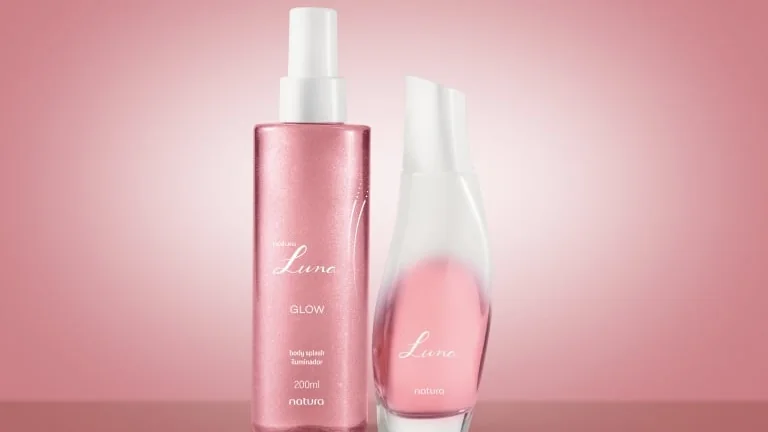 Body splash Natura Luna Glow e perfume Luna posicionados lado a lado