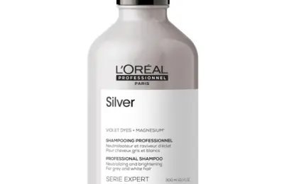 Frasco do Shampoo Silver da L'Oréal Professionnel para cabelos grisalhos e brancos