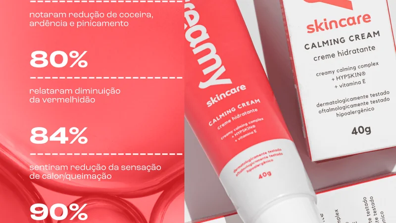 Imagem oficial do Creamy Calming Cream com tubo e caixa da apresentação de 40 g.