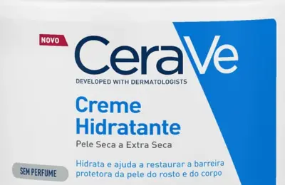 CeraVe Creme Hidratante de pote, indicado pela fabricante para pele seca a muito seca e sem perfume.