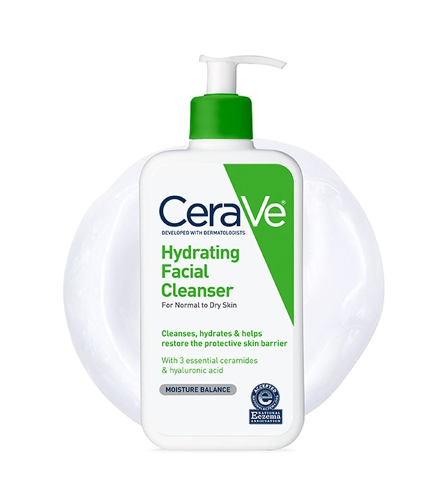 CeraVe Hydrating Facial Cleanser, limpador facial cremoso para pele normal a seca