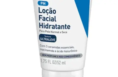 Embalagem da CeraVe Loção Facial Hidratante PM de 52 ml, para pele normal a seca.