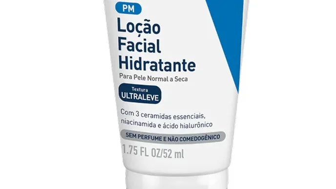 Embalagem da CeraVe Loção Facial Hidratante PM de 52 ml, para pele normal a seca.
