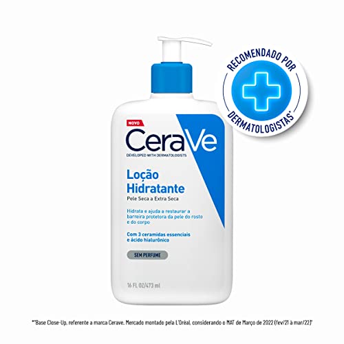 Embalagem de 473 ml da CeraVe Loção Hidratante sem perfume, mostrada em imagem de varejo
