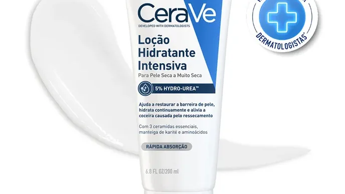 CeraVe Loção Hidratante Intensiva com Hydro-Urea, embalagem de 200 ml mostrada na página oficial da marca.