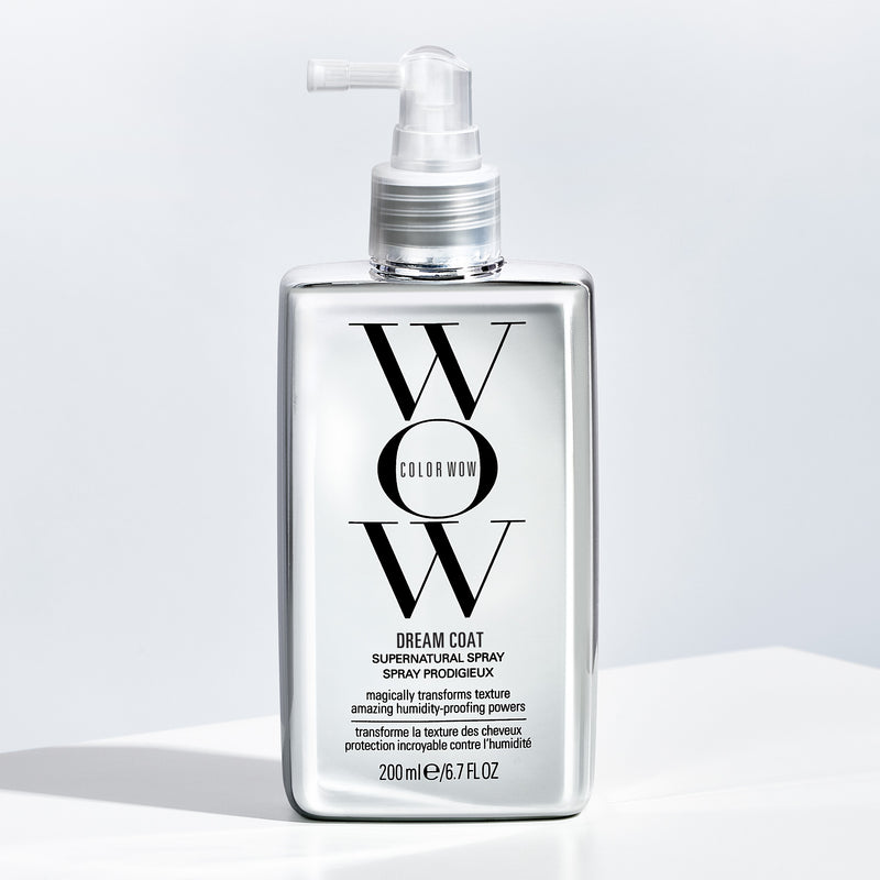 Embalagem do Color Wow Dream Coat Supernatural Spray de 200 ml, vista frontal.