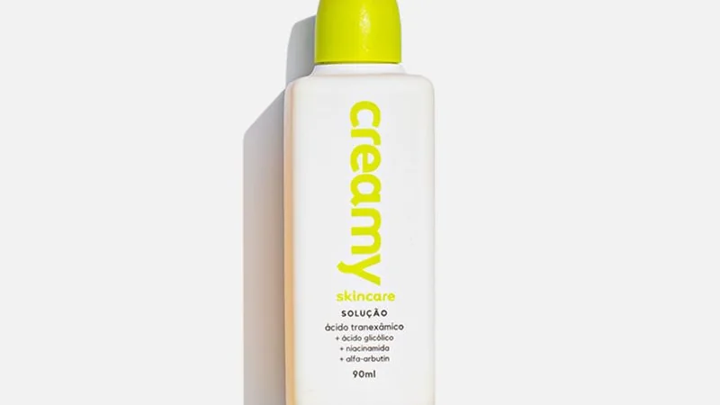 Frasco Creamy Tônico Clareador com ácido tranexâmico 3%, ácido glicólico, niacinamida e alfa-arbutin, 90 ml