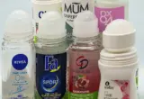 Imagem ilustrativa com diferentes embalagens roll-on e esferas aplicadoras