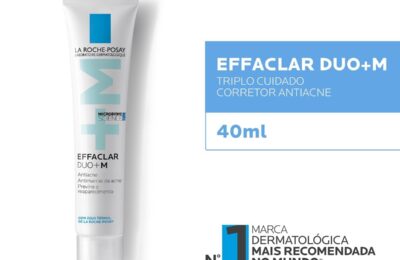 Tubo do La Roche-Posay Effaclar Duo+M corretor antiacne de 40 ml em fundo branco