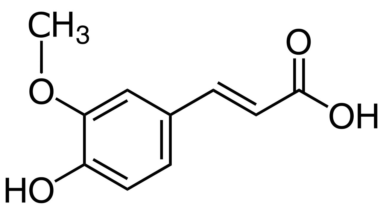 Estrutura química do ácido ferúlico representada em fórmula molecular