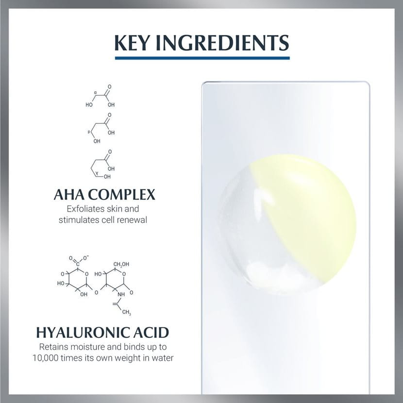 Orientação visual de uso noturno do Eucerin Hyaluron-Filler Noite Sérum Efeito Peeling no rosto, pescoço e colo