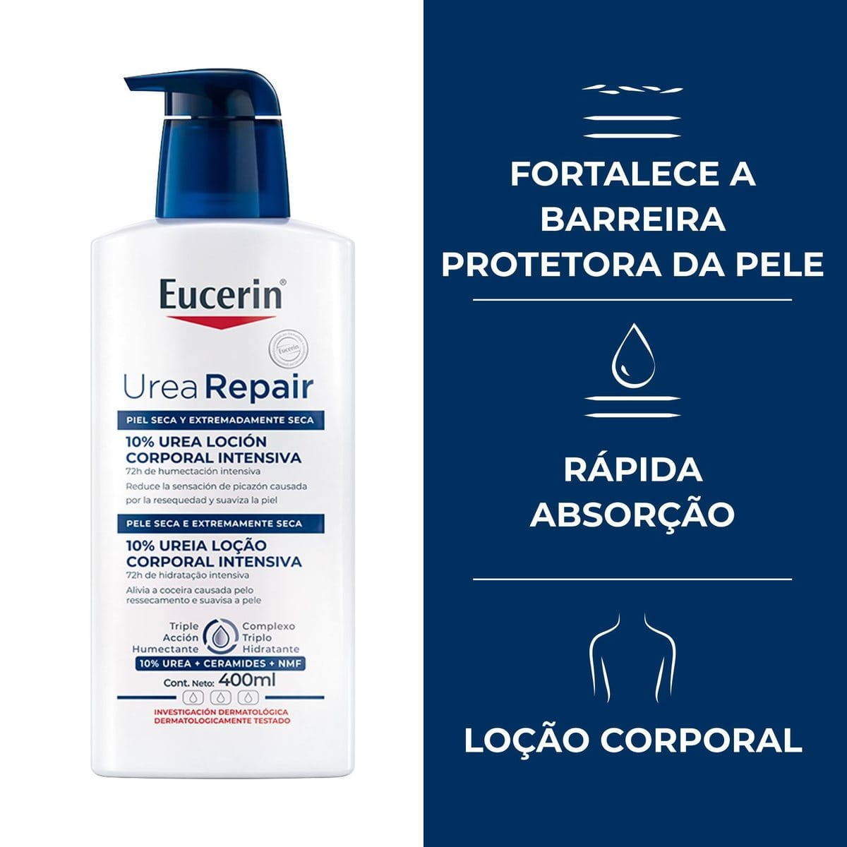 Eucerin UreaRepair Plus Loção Corporal de 400 ml em frasco com válvula azul