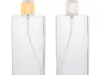 frasco de perfume de vidro transparente com válvula spray dourada e prata