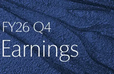Arte oficial do comunicado de resultados FY26 Q4 Earnings da Estée Lauder Companies