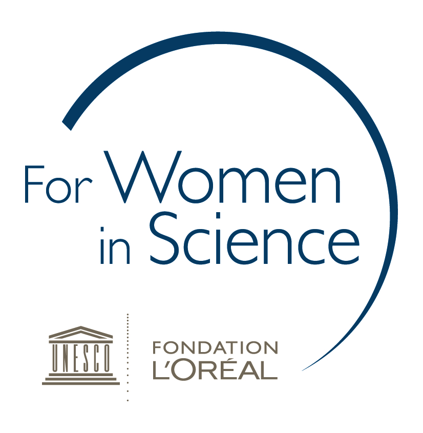 Logotipo do programa For Women in Science da Fundação L’Oréal e da UNESCO, usado como referência visual à dimensão científica da beleza