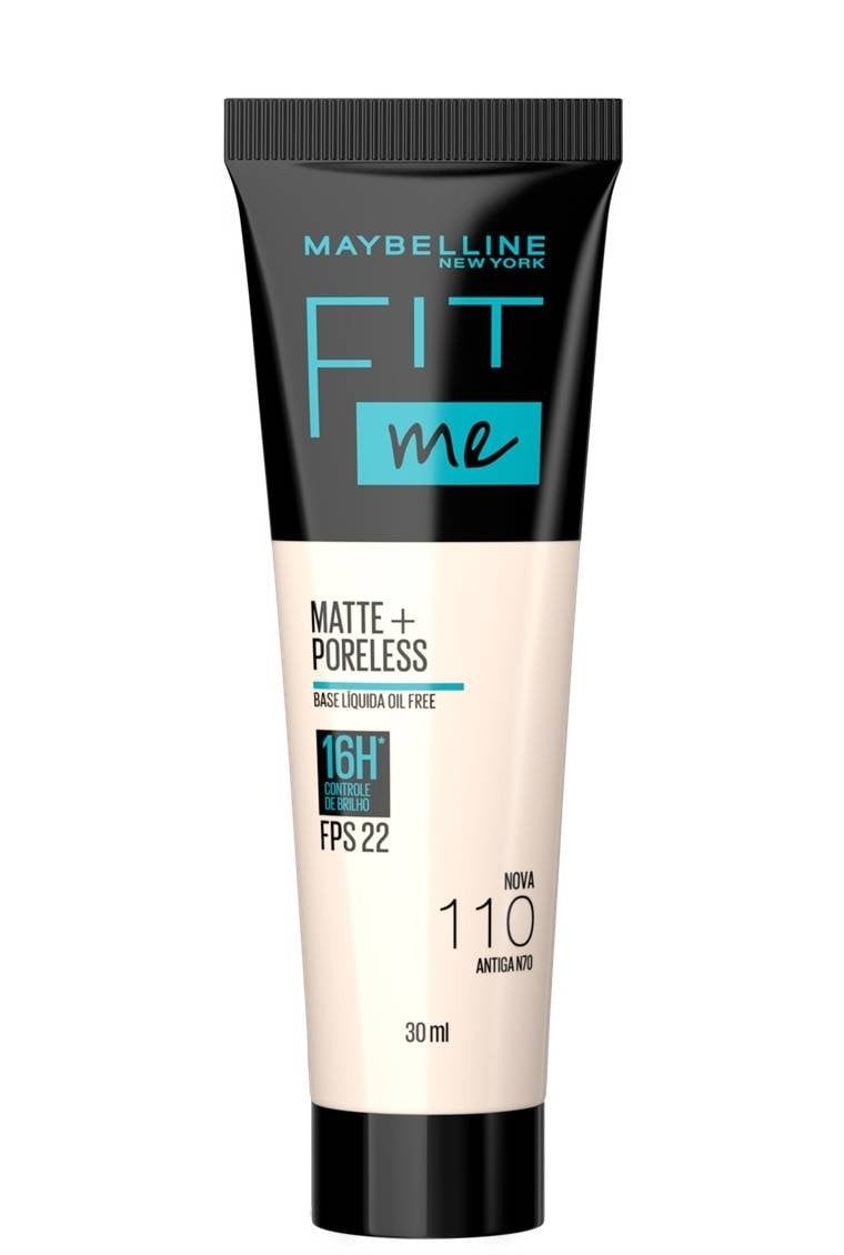 Base líquida Maybelline Fit Me Matte + Poreless FPS 22 na cor 110, embalagem de 30 ml