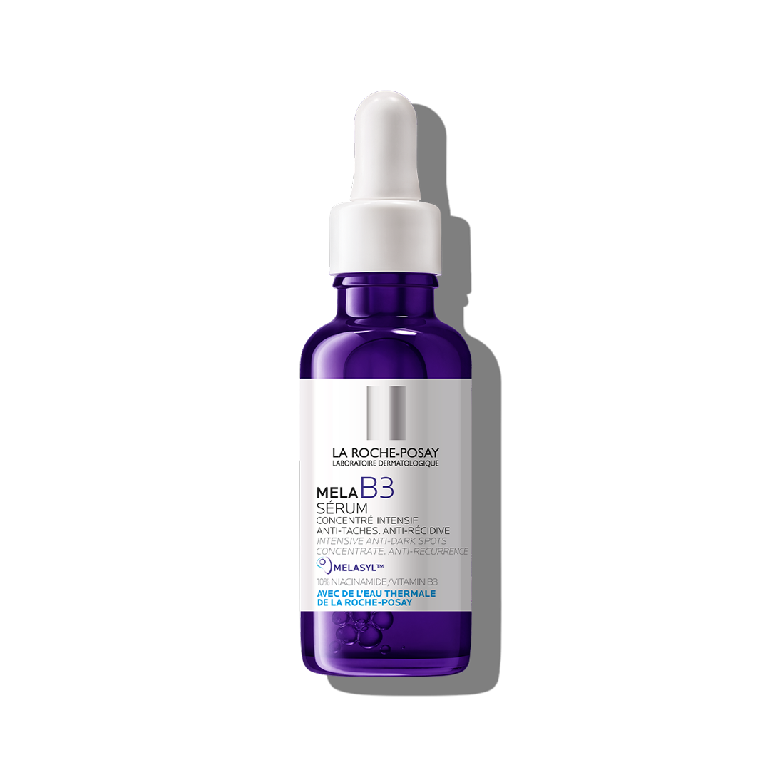 La Roche-Posay Mela B3 Sérum em frasco roxo com conta-gotas