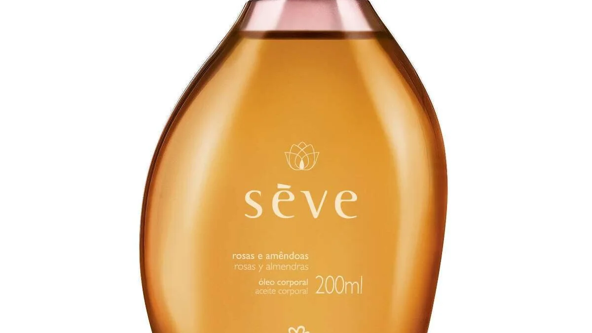 Óleo corporal Sève Rosas e Amêndoas em frasco de 200 ml