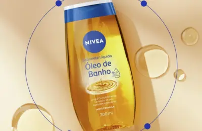 Imagem oficial do NIVEA Sabonete Líquido Óleo de Banho 200 ml sobre uma superfície com gotas do produto.