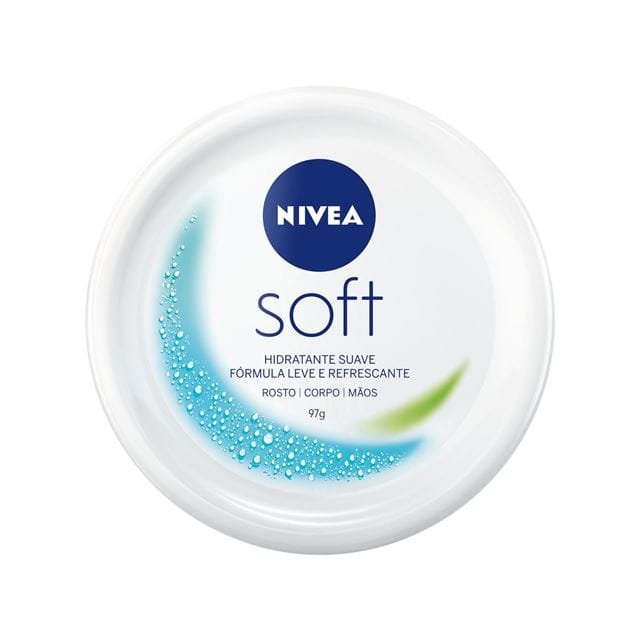NIVEA Soft 100 ml em pote branco, vista superior da embalagem