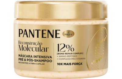 Máscara Intensiva Reconstrução Molecular Pantene 270 ml em embalagem dourada