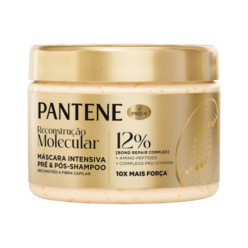 Máscara Intensiva Reconstrução Molecular Pantene 270 ml em embalagem dourada