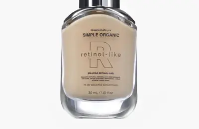 Frasco de 30 ml da Solução Retinol-Like da Simple Organic, com bakuchiol, em fundo branco