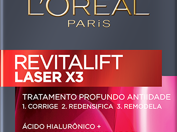 Embalagem frontal do L’Oréal Paris Revitalift Laser X3 Antirrugas de 50 ml