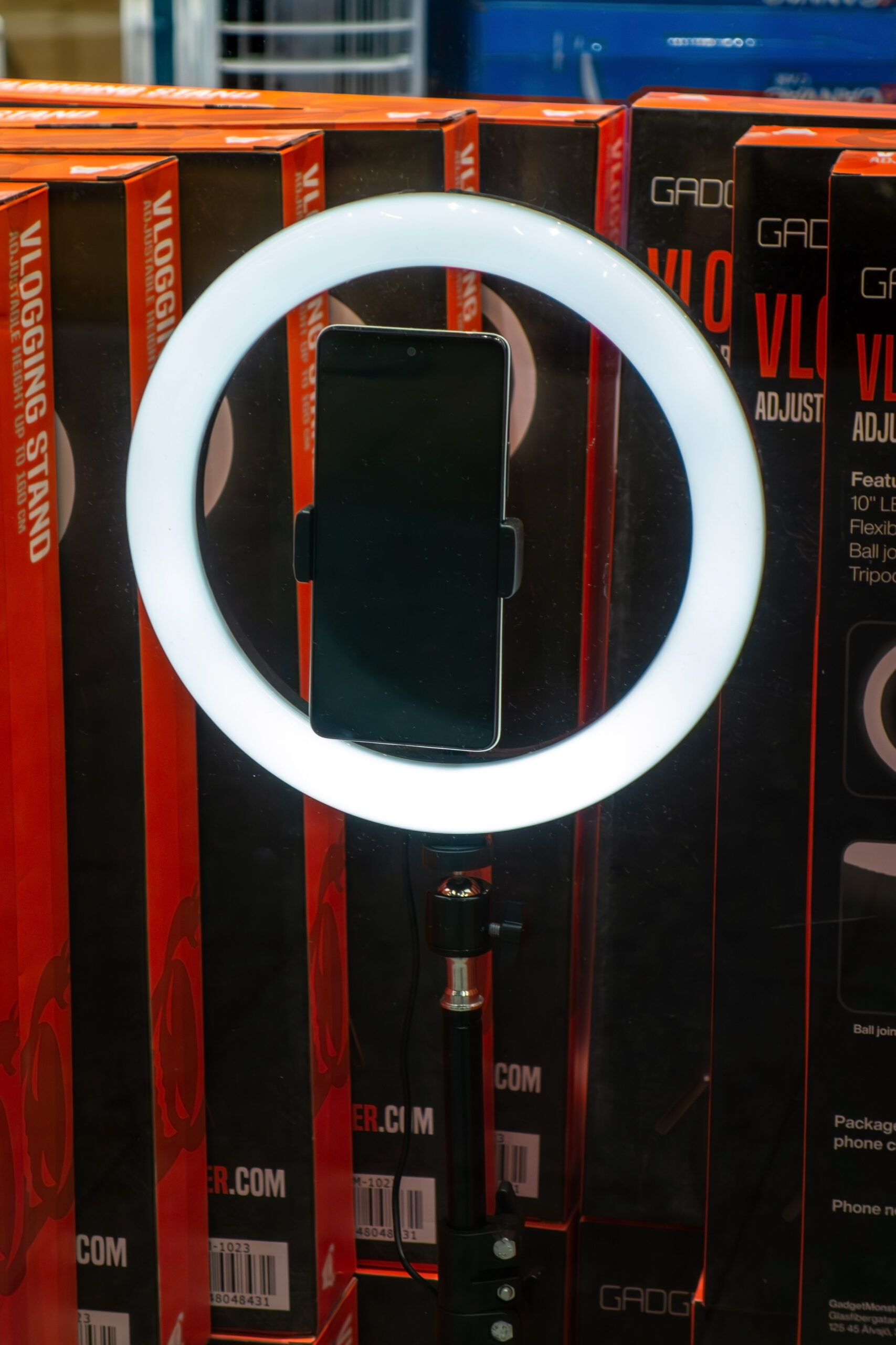 Ring light com suporte para iluminação de procedimentos de beleza