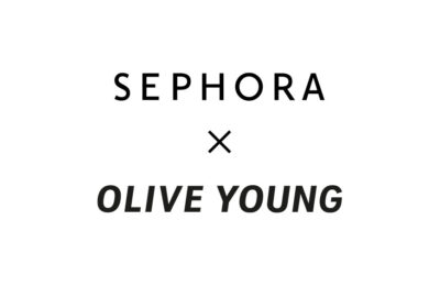 Logotipos Sephora e Olive Young separados por um símbolo de parceria para anunciar a entrada da curadoria K-beauty na rede americana