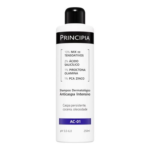 Shampoo anticaspa Principia AC-01 de 250 ml com ácido salicílico, piroctona olamina e PCA zinco