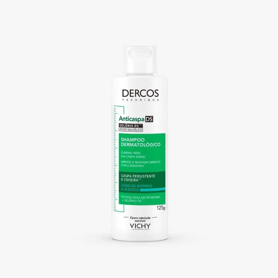 Shampoo anticaspa Vichy Dercos DS para cabelos normais a oleosos, embalagem de 125 g