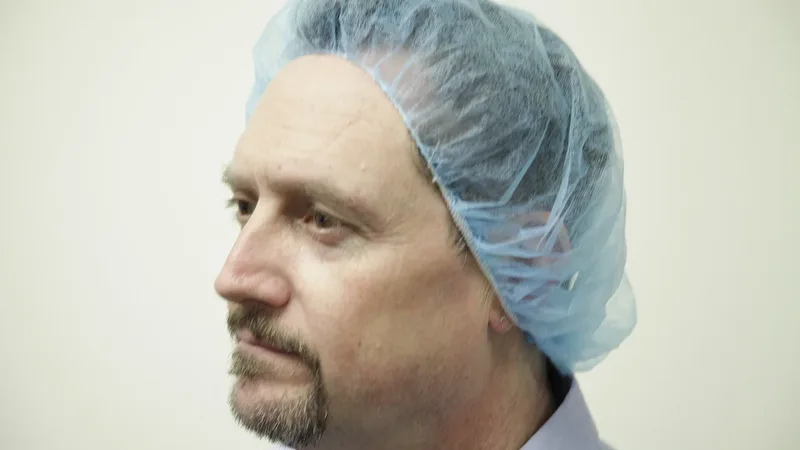 Touca descartável tipo bouffant cobrindo o cabelo