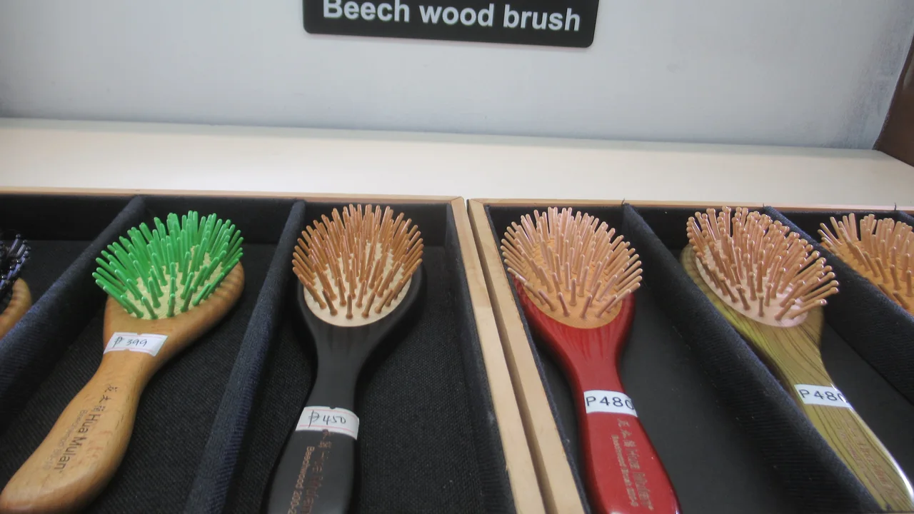 Conjunto de escovas de cabelo de madeira com pinos de diferentes formatos