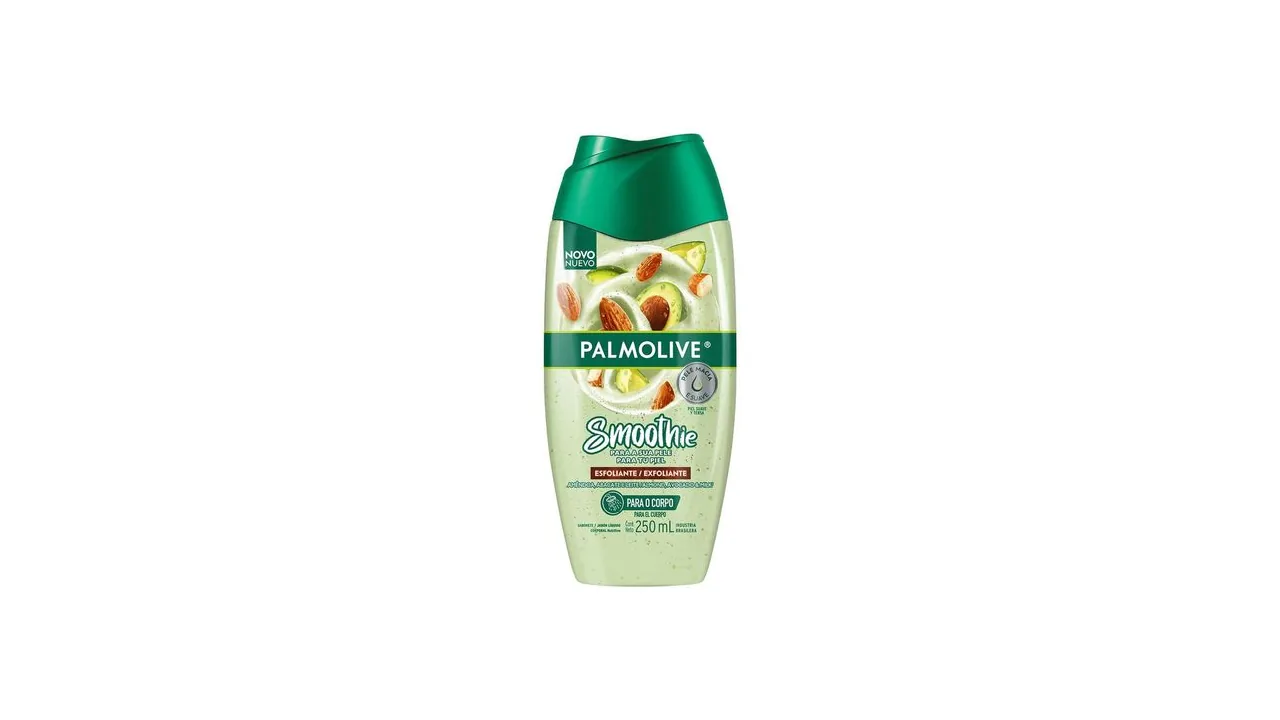 Frasco do sabonete líquido Palmolive Smoothie Esfoliante, 250 ml.