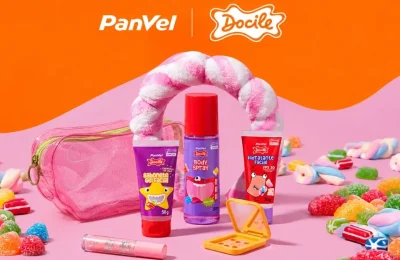 Linha de beleza Panvel e Docile com sabonete facial, body spray e hidratante facial