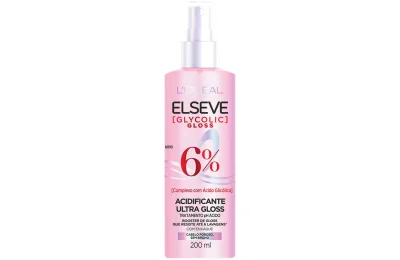 Acidificante Ultra Gloss Elseve Glycolic Gloss 200 ml em embalagem rosa