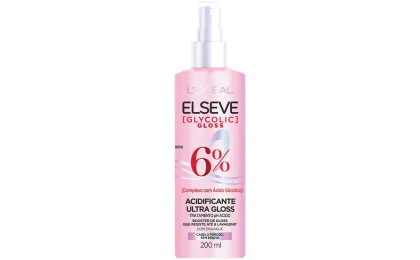 Acidificante Ultra Gloss Elseve Glycolic Gloss 200 ml em embalagem rosa