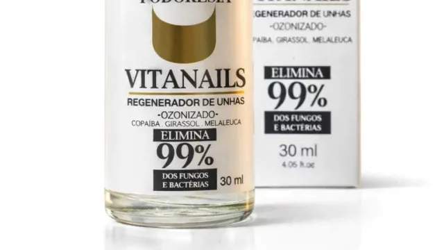 Frasco e caixa do Regenerador de Unhas Vita Nails Podokesia.
